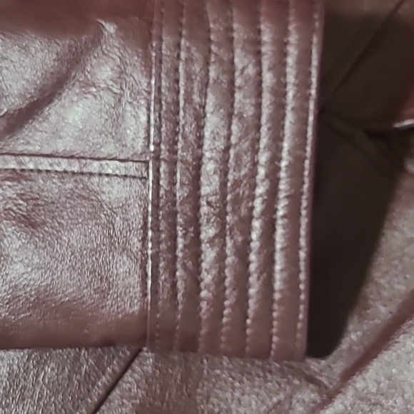 Salon Studio Haband Burgandy Genuine Leather Coat Women's Size Large - Picture 10 of 11